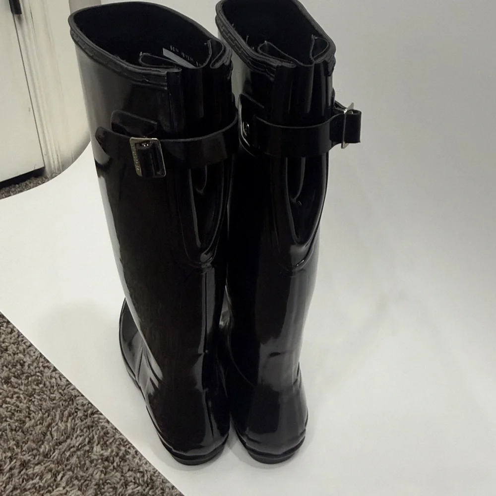 Hunter Boots Original Back Adjust Gloss tall black size Men’s 7 women’s 8.   .